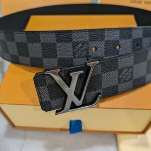 Louis Vuitton Men's Black Damier Ebene LV Initiales Reversible Belt